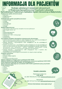 Informacja o udzielanych świadczeniach