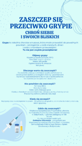 Plakat informujący o możliwości zaszczepienia się na grypę.